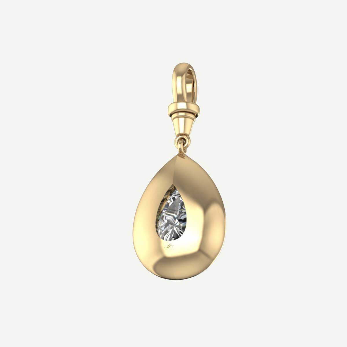 2ct Pear Diamond Bullseye Pendant