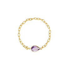 Load image into Gallery viewer, 14K TEARDROP GEMSTONE CHAIN RING
