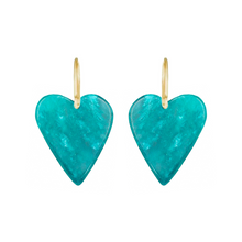 Load image into Gallery viewer, PERUVIAN AMAZONITE HEART EARRINGS
