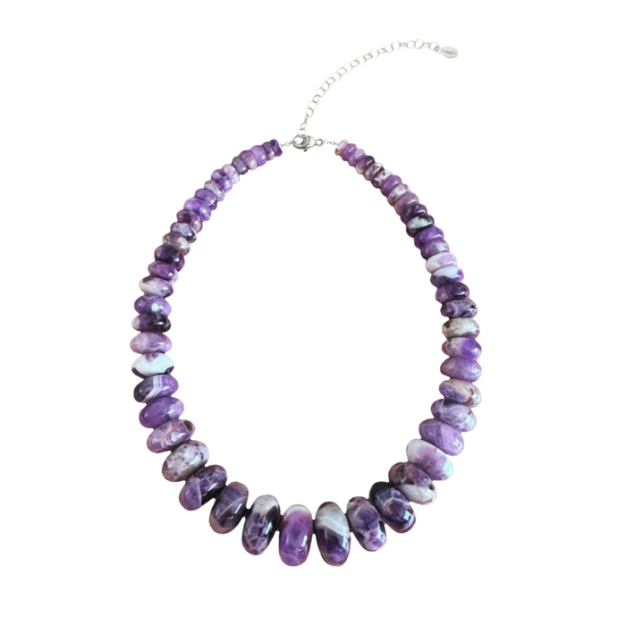 GRADUATED OVERSIZED AMETHYST GEMSTONE NECKLACE