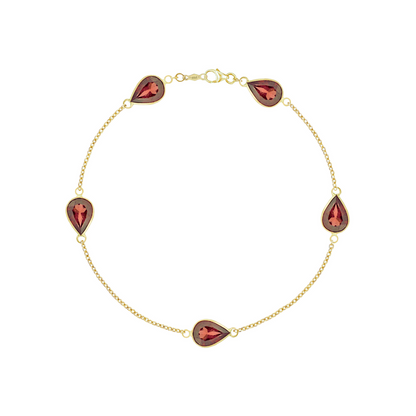 14k Teardrop Gemstone Chain Bracelet