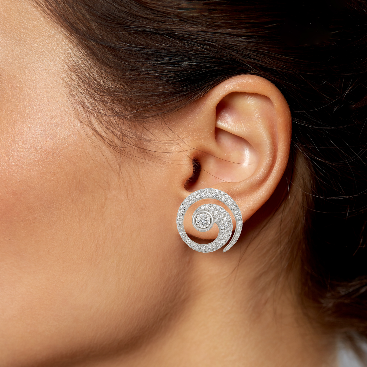 Pavé Swirl Jan Round 0.25ct Diamond Earrings