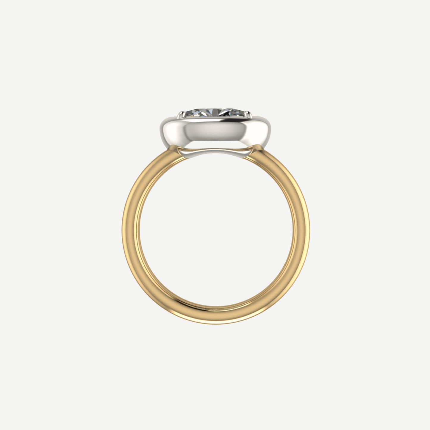 Ribbed 1ct East- West Oval Diamond Saucer Ring