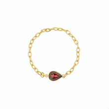 Load image into Gallery viewer, 14K TEARDROP GEMSTONE CHAIN RING
