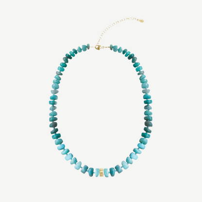 14k Amazonite Cylinder Candy Gemstone Necklace