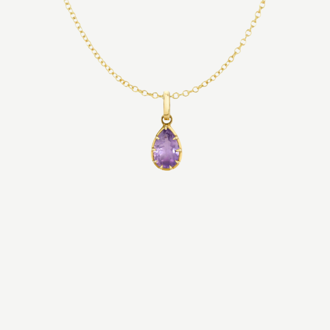 14k Mini Pear Amethyst Necklace