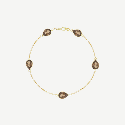 14k Teardrop Gemstone Chain Bracelet