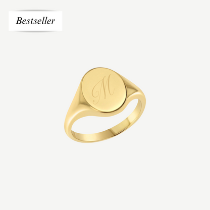 14k Engraved Signet Ring