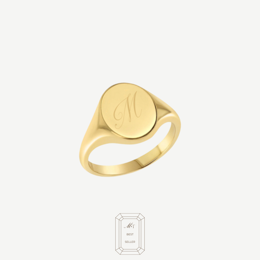 14k Engraved Signet Ring