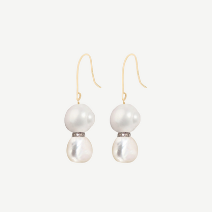 14k Georgia Pearl and Diamond Earrings