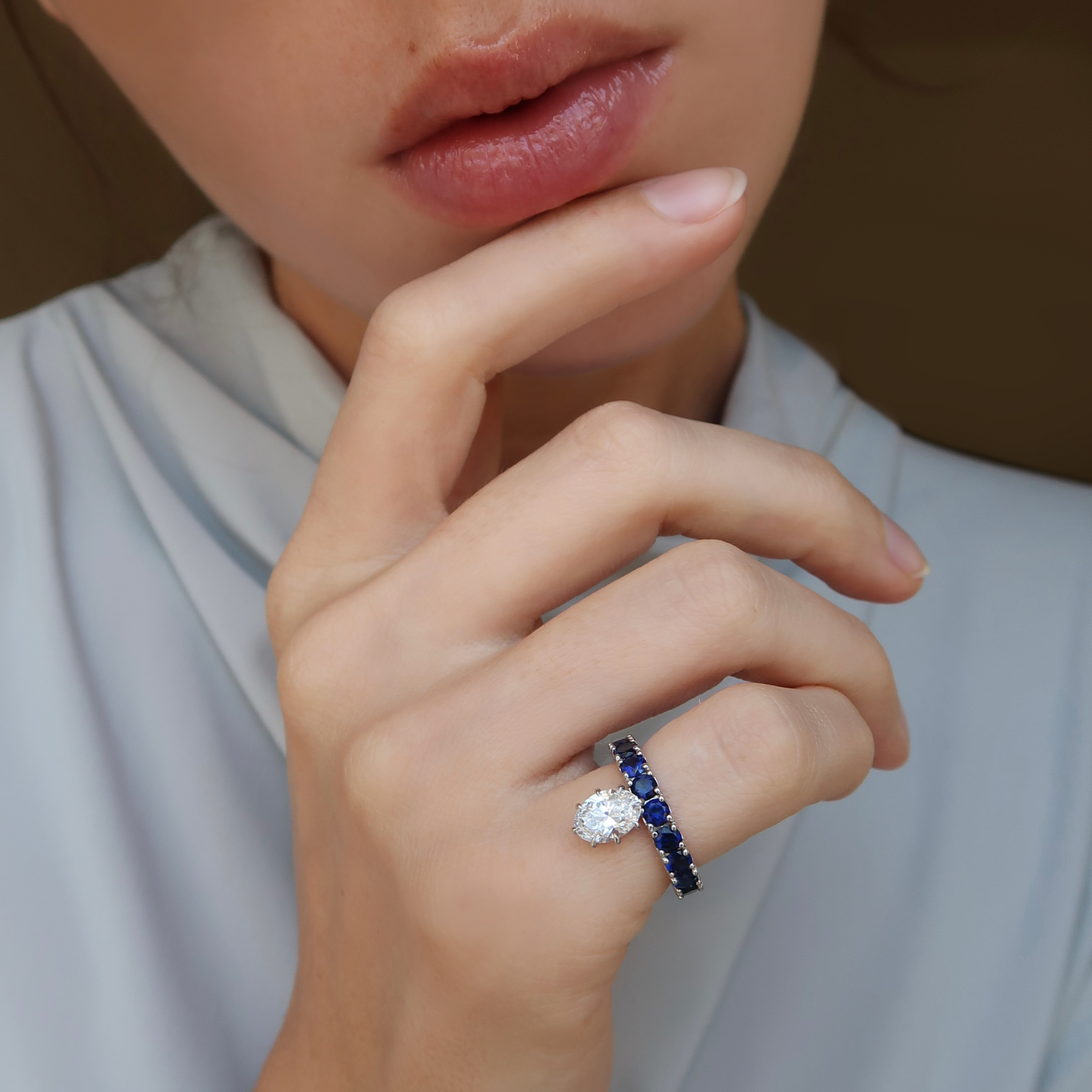 Athena Oval Sapphire and Diamond Ring