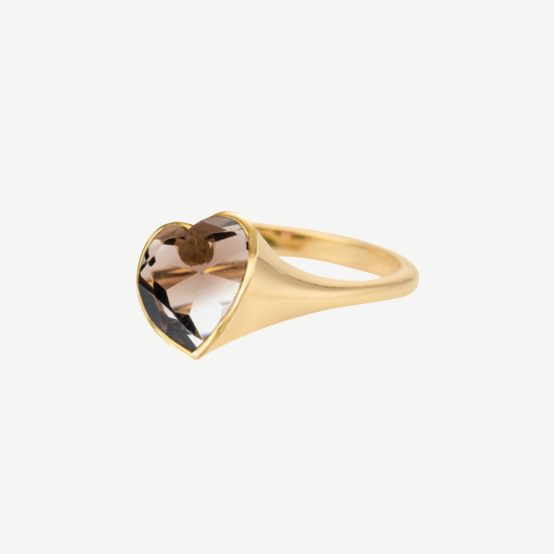 14k Smokey Quartz Heart Ring