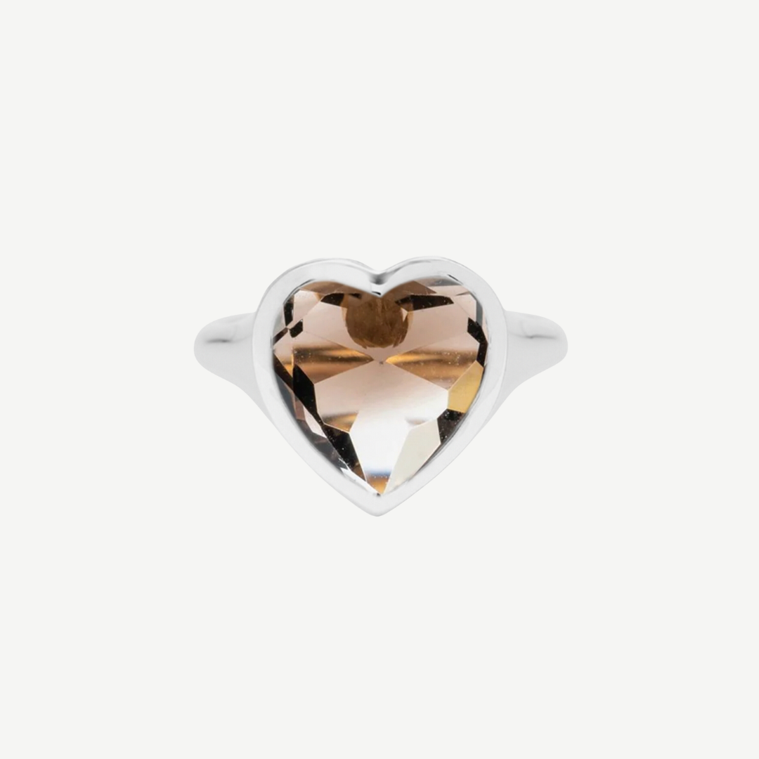 14k Smokey Quartz Heart Ring