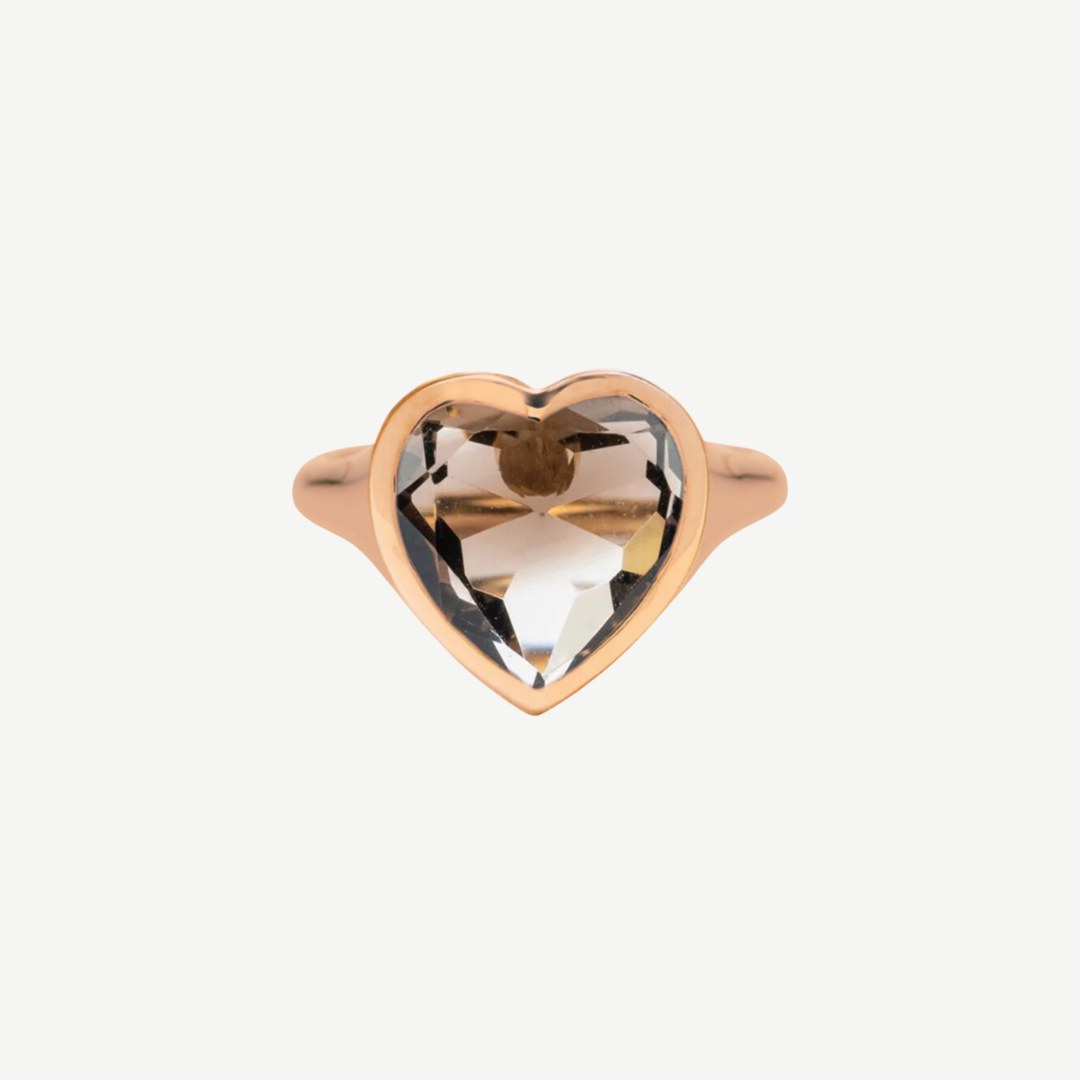 14k Smoky Quartz Heart Ring