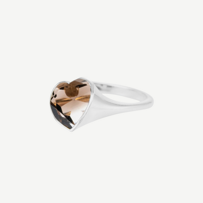 14k Smoky Quartz Heart Ring