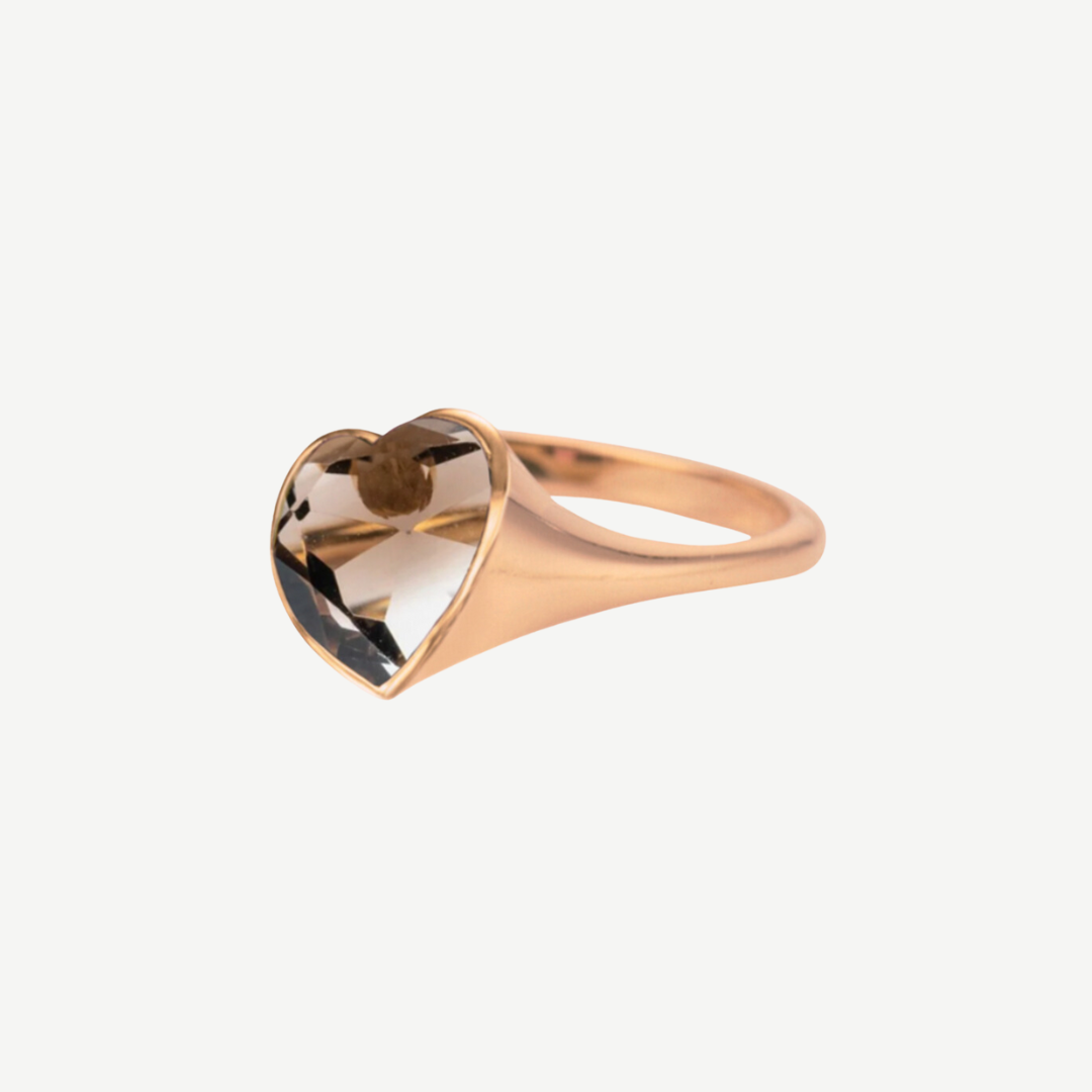 14k Smokey Quartz Heart Ring