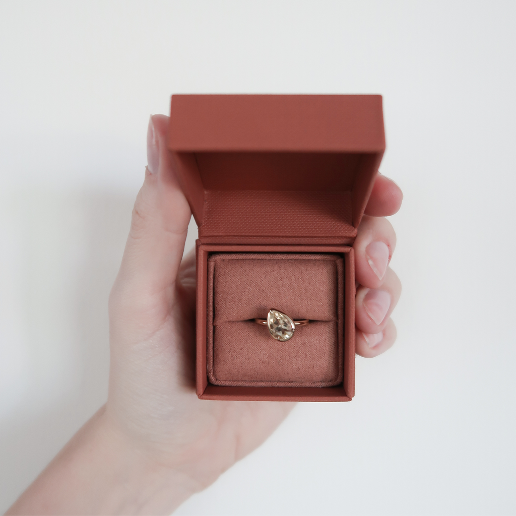 1ct Tilted Pear Butter Citrine Round Back Ring
