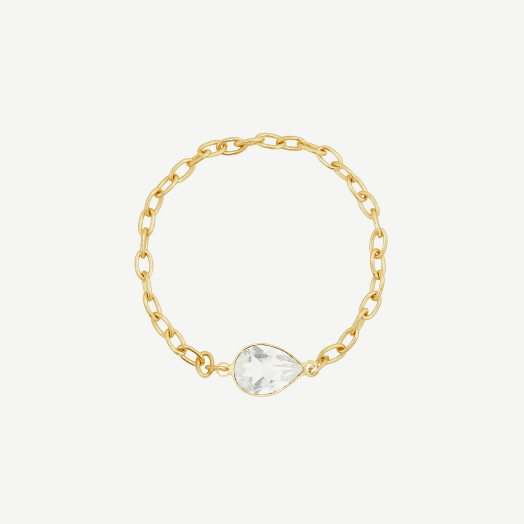 Teardrop Gemstone Chain Ring