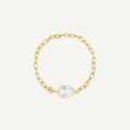 Teardrop Gemstone Chain Ring