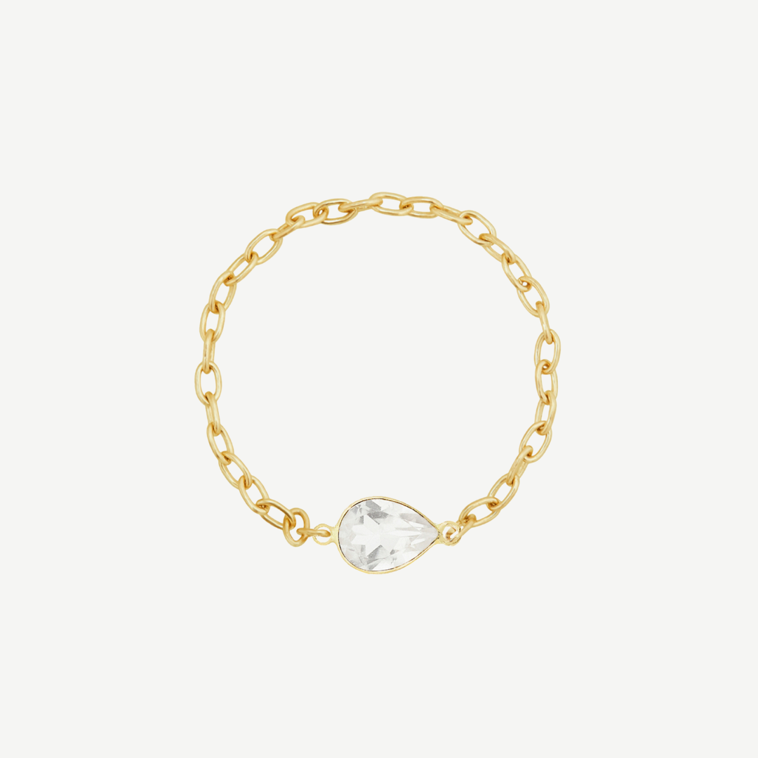 14k Teardrop Gemstone Chain Ring