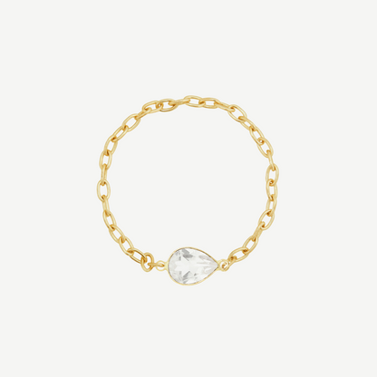 14k Teardrop Gemstone Chain Ring