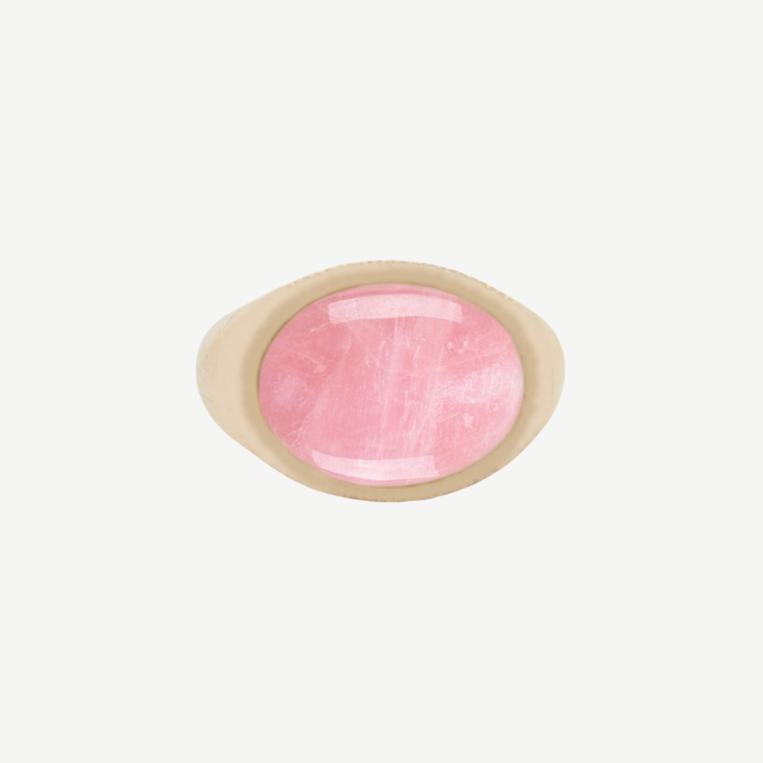 14k Rose Quartz Oval Bulb Ring