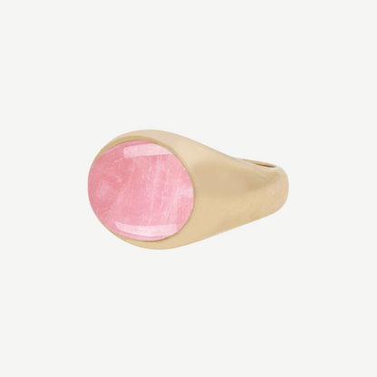 14k Rose Quartz Oval Bulb Ring