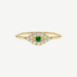 14k Pavé Diamond and Emerald Evil Eye Ring