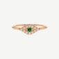 14k Pavé Diamond and Emerald Evil Eye Ring