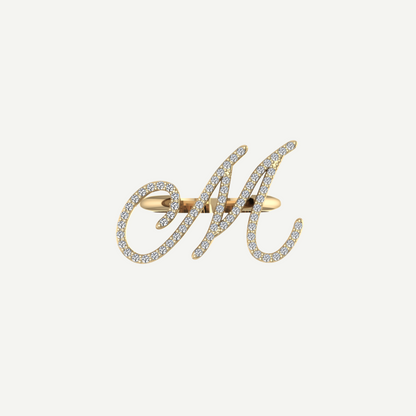 L'Alphabet Script Pavé Diamond Ring