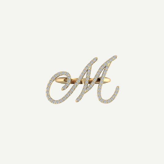 L'Alphabet Script Pavé Diamond Ring