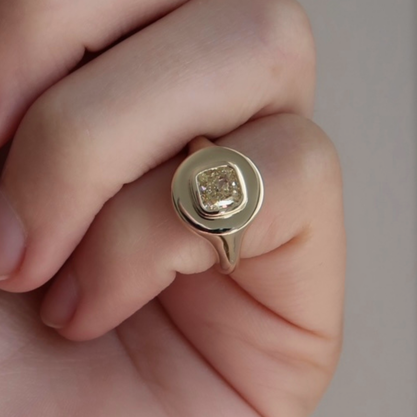 Cook Yellow Diamond Signet Ring