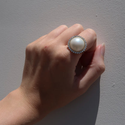 Arielle Diamond and Pearl Halo Ring