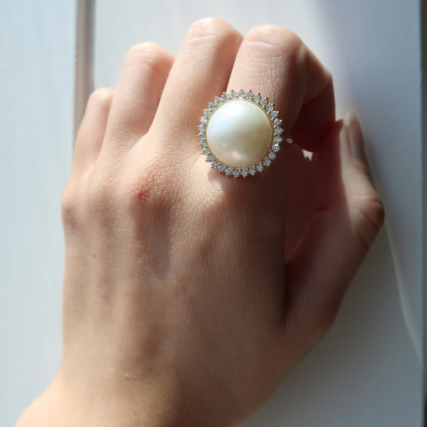 Arielle Diamond and Pearl Halo Ring