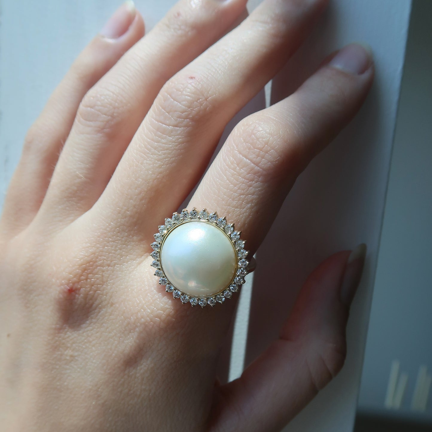 Arielle Diamond and Pearl Halo Ring