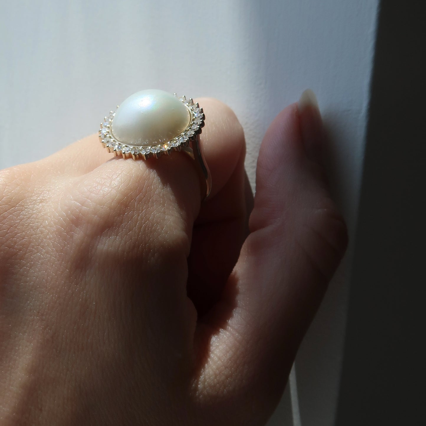 Arielle Diamond and Pearl Halo Ring