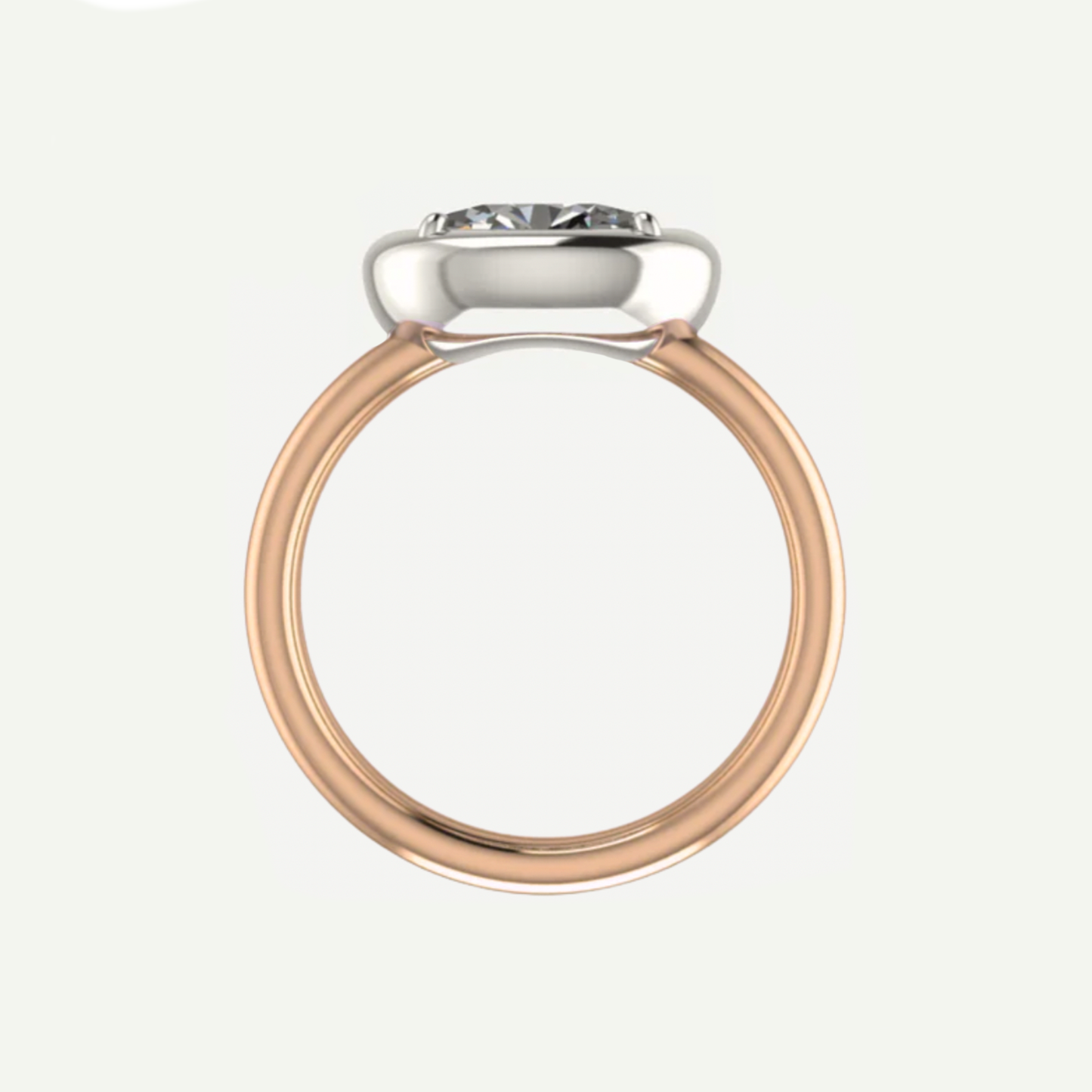 Ribbed 1ct East- West Oval Diamond Saucer Ring