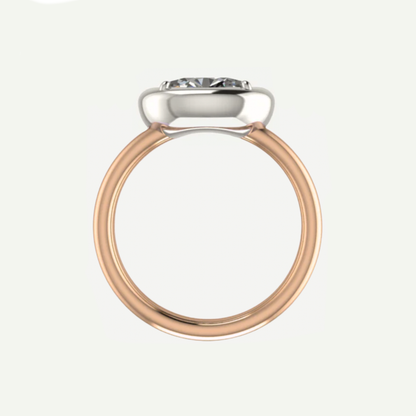 Ribbed 1ct East- West Oval Diamond Saucer Ring
