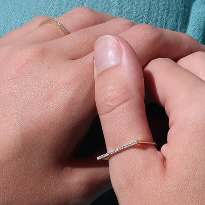 Bague diamant en T-bar en T-bar en or jaune 14k