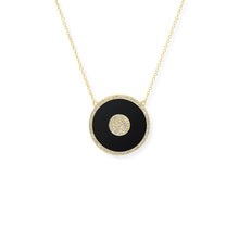 Load image into Gallery viewer, 14K ONYX INLAY DIAMOND EVIL EYE NECKLACE
