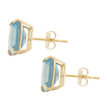 Load image into Gallery viewer, 14K EMERALD CUT AQUAMARINE STUD EARRINGS
